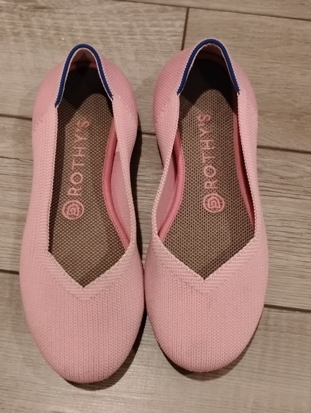 Rothy's Pink Knit V‑Cut Ballet Flats